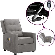 Elektrické masážní polohovací křeslo světle šedé textil, 3098622 - Massage Chair