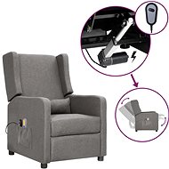 Elektrické masážní polohovací křeslo světle šedé textil, 3098733 - Massage Chair