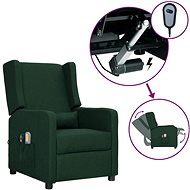 Elektrické masážní polohovací křeslo tmavě zelené textil, 3098739 - Massage Chair