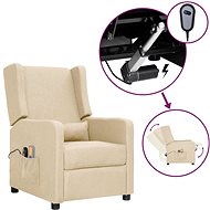 Elektrické masážní polohovací křeslo krémové textil, 3098742 - Massage Chair