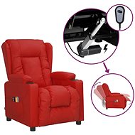 Elektrické masážní polohovací křeslo vínové umělá kůže, 3098814 - Massage Chair