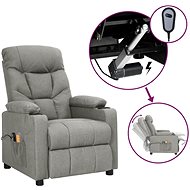 Elektrické masážní polohovací křeslo světle šedé textil, 3098827 - Massage Chair