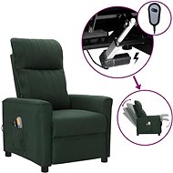 Elektrické masážní křeslo tmavě zelené textil, 3098895 - Massage Chair