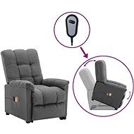 Zvedací masážní polohovací křeslo světle šedé textil, 3100352 - Massage Chair