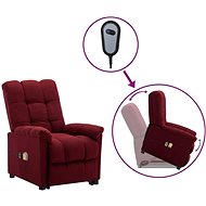 Zvedací masážní polohovací křeslo vínové textil, 3100355 - Massage Chair