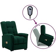 Zvedací masážní polohovací křeslo tmavě zelené textil, 3100358 - Massage Chair