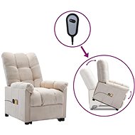 Zvedací masážní polohovací křeslo krémové textil, 3100361 - Massage Chair