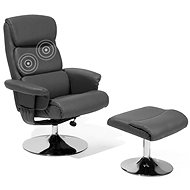 Kancelářské křeslo s podnožkou a s masážní a topnou funkcí šedá ekokůže LEGEND, 135280 - Massage Chair