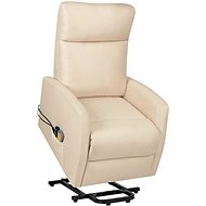 Zvedací masážní polohovací křeslo krémové textil, 329624 - Massage Chair