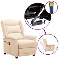 Zvedací masážní polohovací křeslo krémové textil, 3093258 - Massage Chair