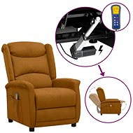 Zvedací masážní polohovací křeslo hnědé látka z mikrovlákna, 3093265 - Massage Chair