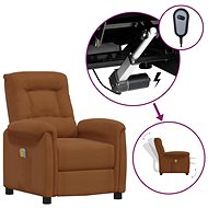 Zvedací masážní polohovací křeslo hnědé látka z mikrovlákna, 3093311 - Massage Chair