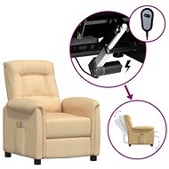 Zvedací masážní polohovací křeslo krémové látka z mikrovlákna, 3093316 - Massage Chair