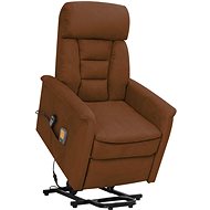 Zvedací masážní polohovací křeslo hnědé látka z mikrovlákna, 329665 - Massage Chair