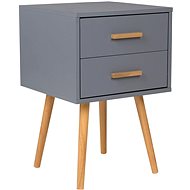 Grey bedside table with 2 drawers ALABAMA, 141655 - Night Stand