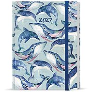 BALOUŠEK Prokop Laminate Weekly Whale 2027, B6, 12 × 16.5 cm - Planner