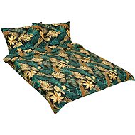 BELLATEX Linen cotton F 90 cm/692 monstera green 1 pcs 220 × 200 cm, 2 pcs 70 × 90 cm - Bed Linen