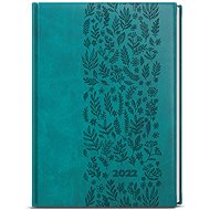 BALOUŠEK 2022 B6 Vivella with Turquoise Embossing Meadow - Daily Diary