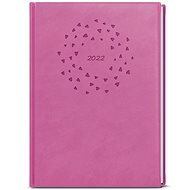 BALOUŠEK 2022 B6 Vivella with Embossing Pink Hearts - Daily Diary