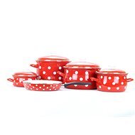 Belis Smaltovaná sada nádobí červený puntík 5ks - Cookware Set
