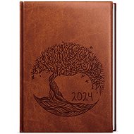Baloušek Print Diary - David - vivella with embossing - A5 - brown - Tree - 2024 - Planner