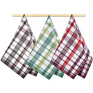Bellatex Set of 3 pieces - 50 × 70 cm - plaid - green, brown, red - Kitchen Towel