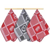 Bellatex Set of 3 pieces - 50 × 70 cm - red-grey patchwork - Kitchen Towel