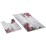 Bellatex 3D tisk sada 60 × 100, 50 × 60 cm WC - růžový květ - Koupelnová předložka