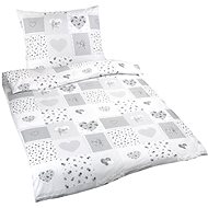 Bellatex Cotton - 140 × 220, 70 × 90 cm - grey heart patchwork - Bed Linen