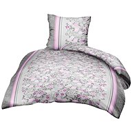 Bellatex Bavlněný satén - 140 × 200, 70 × 90 cm - šedorůžový kvítek - Bed Linen