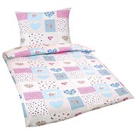 Bellatex Bavlněné - 140 × 220, 70 × 90 cm - růžové srdce - Bed Linen