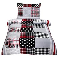 Bellatex Krepové - 140 × 220, 70 × 90 cm - červenošedý patchwork - Bed Linen