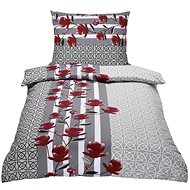 Bellatex Bavlněné - 140 × 200, 70 × 90 cm - keřík na šedé - růžová, šedá - Bed Linen