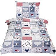 Bellatex Krepové - 140 × 220, 70 × 90 cm - modré srdce - Bed Linen