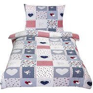 Bellatex Bavlněné - 140 × 220, 70 × 90 cm - modré srdce - Bed Linen
