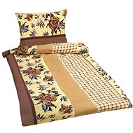 Bellatex Bavlněné - 140 × 200, 70 × 90 cm - hnědá růže s kostičkou - Bed Linen