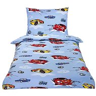 Bellatex Bavlněné Junior - 140 × 200, 70 × 90 cm - závodní auta sv.modrá - Bed Linen