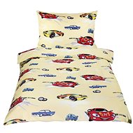 Bellatex Bavlněné Junior - 140 × 200, 70 × 90 cm - závodní auta žlutá - Bed Linen