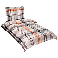 Bellatex Cotton - 140 × 200, 70 × 90 cm - grey and orange checkered - Bed Linen