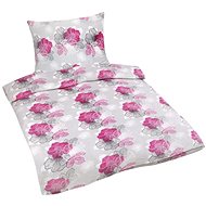 Bellatex Mikroflanel - 140 × 200, 70 × 90 cm - šedorůžový květ - Bed Linen