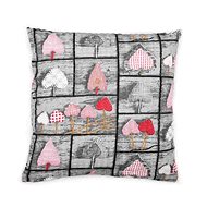 Bellatex Crepe - 40 × 40 cm - heart grey, red - Pillowcase