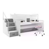BMS GROUP Bunk bed for children Max 1 - 3 persons, white - graphite, 80 × 200 with extra bed without - Bed