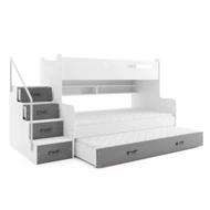 BMS GROUP Bunk bed Max - 3 persons, graphite 200 × 120 with extra bed - Bed