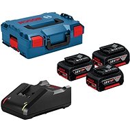 BOSCH Professional 3x battery GBA 18V, 5 Ah + charger GAL 18V-40 0.615.990. L3T - Charger and Spare Batteries