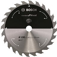 BOSCH Saw blade Standard for Wood for cordless saws 190 × 1.6/1.1 × 20 T24 2.608.837.704 - Circular Saw Blade
