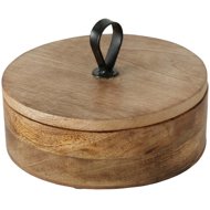 Boltze Kabir round box, mango wood 19 cm - Jewellery Box
