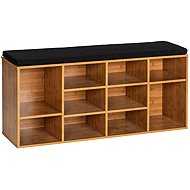 Wenko LOFT Shoe rack with seat in black fabric, brown - Shoe Rack