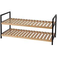 Storagesolutions Shoe rack 2 levels, bamboo and metal frame, 70 x 30 x 32 cm - Shoe Rack