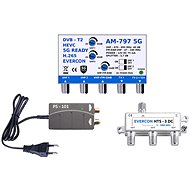 EVERCON antenna set for 4 TVs 797-101-4 for DVB-T2 - Antenna Amplifier