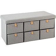 Atmosphera Pouf with six drawers in two rows, grey - Shoe Rack